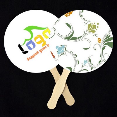 Round Wood Hand Fan (2 Sides)