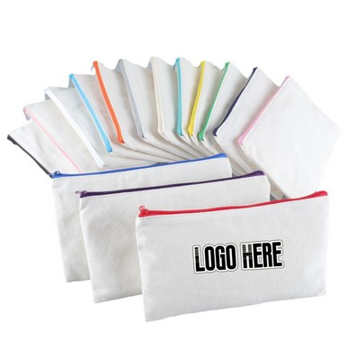 Canvas Cosmetic Bag Zipper Pencil Pouch