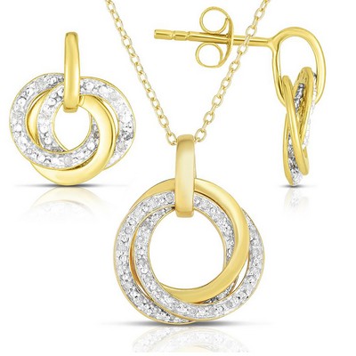 Jilco Inc Tri Circle Earrings And Necklace Set