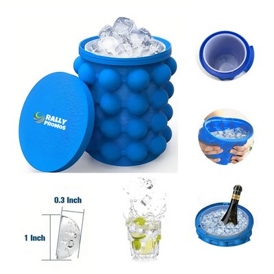 2" 1 Portable Silicone Ice Cube Maker And Bucket