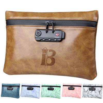 PU Leather Carbon Smell Proof Bag With Combination Lock