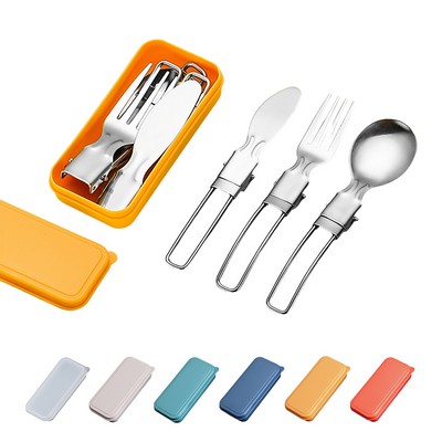 3-Piece Stainless Steel Foldable Tableware Set