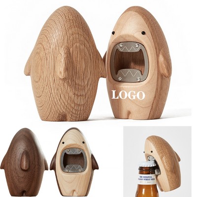 Spade Wood Shark-Shaped Bottle Opener