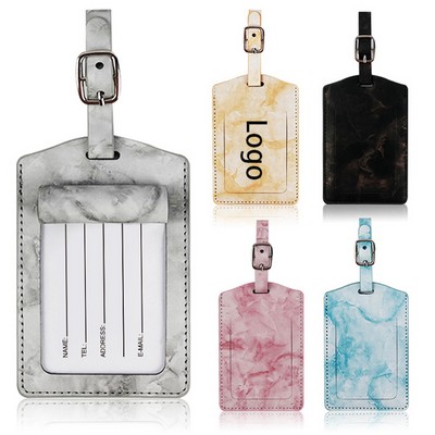 Stylish Leather Marble Luggage Tag