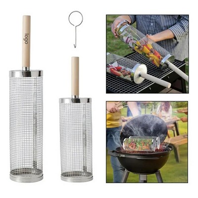 Stainless Steel Rolling Grill Basket with Hook