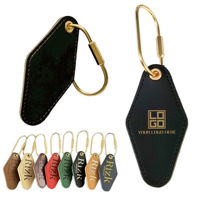 Luxury Vintage Rhombus Leather Keychain