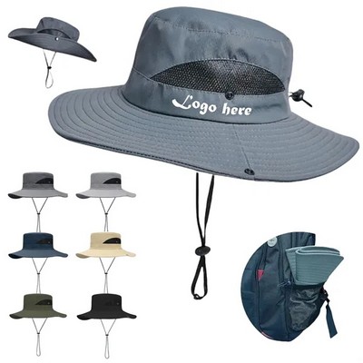 Lightweight Polyester Wide Brim Sun Bucket Hat ( Unisex )