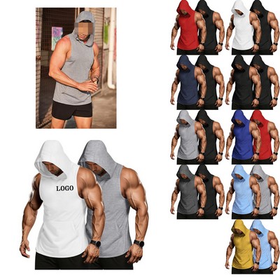 Workout Hoodie Muscle Fitting Sleeveless Shirt