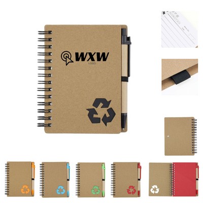 Lined Spiral Notebook With Ballpoint Pen