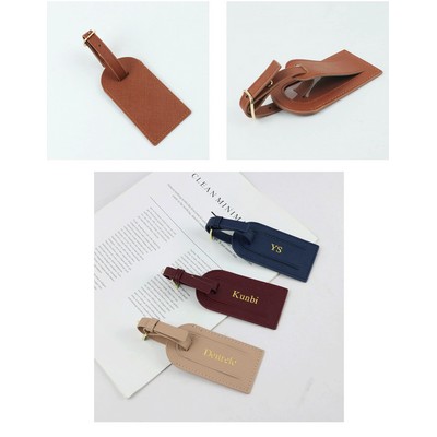 Mini Rectangular Shape PU Leather Luggage Personalizable Travel ID Tag For Travel Business Trip