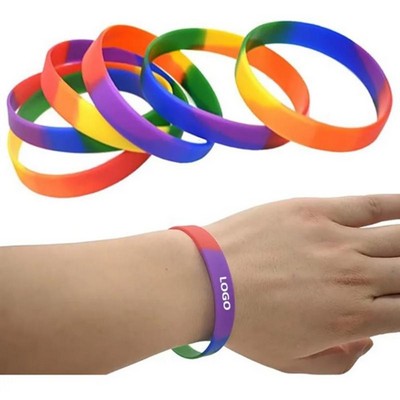 Colorful Segmented Silicone Bracelet Best Friend Rainbow Couple Lover Wristband