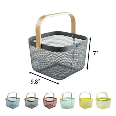 Wooden Grip Wire Storage Basket