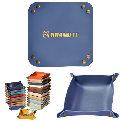 Square PU Leather Multi Color Storage Tray Box
