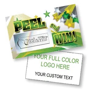 PEEL & WIN CARDS (green)- (4 Sizes)