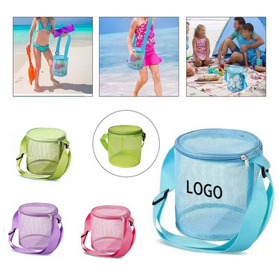Children's Cylindrical Mesh Beach Collection Tote