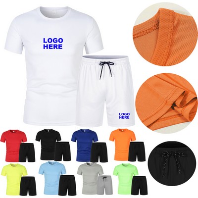 Custom Summer Sports Casual Outfit Sweatsuits Men's Athletic T-Shirt and Shorts Set