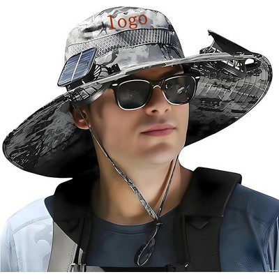 Solar Powered Cooling Hat with Dual Fans - Wide Brim