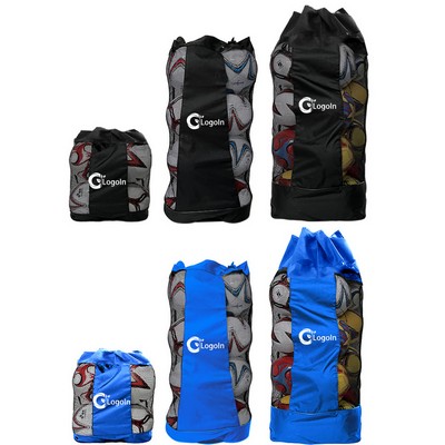 Large Sports Ball Mesh Drawstring Bag with Shoulder Strap