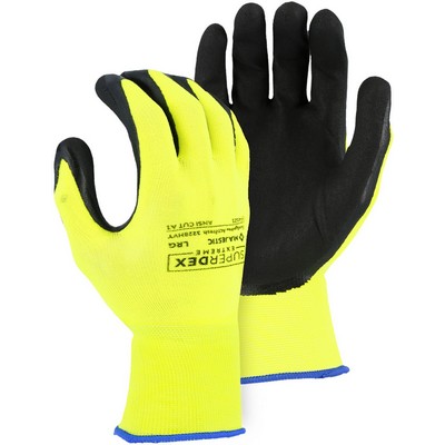 Majestic 3228HVY Micro Foam Nitrile Palm Coated Glove on Hi-Viz Nylon