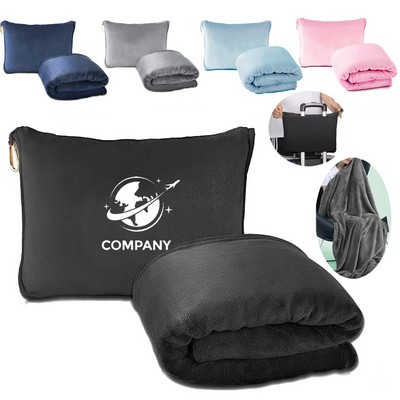 Packable Multifunctional 2-in-1 Travel Airplane Flannel Blanket