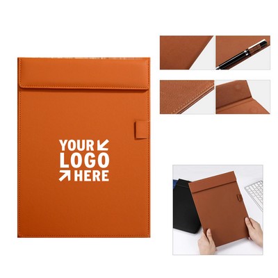 A4 Leather Meeting Clipboard with Pen Clip