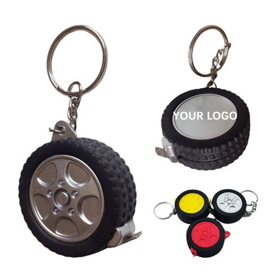 Tire Shape Steel Tape Measure Keychain 3.3' 1.6" x 1.6" x 0.6"