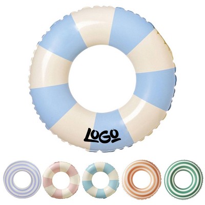Summer Retro Striped Inflatable Swim Ring w/ Thickened PVC