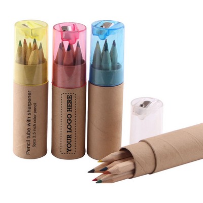 6 Pack Colored Pencils With Sharpener In Tube