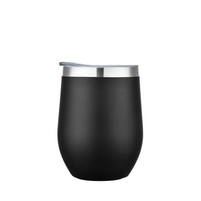 Endura 12 oz Black Double Wall SS Vacuum Wine Cup