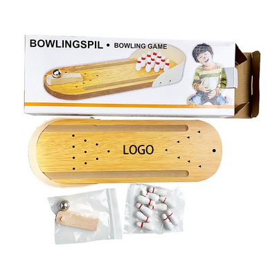 Wooden Tabletop Bowling Game Desk Toy
