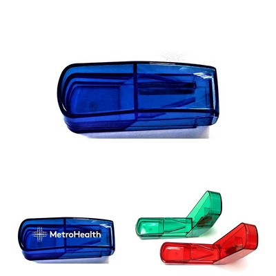 Compact Pill Box with Easy Tablet Splitter for Travel