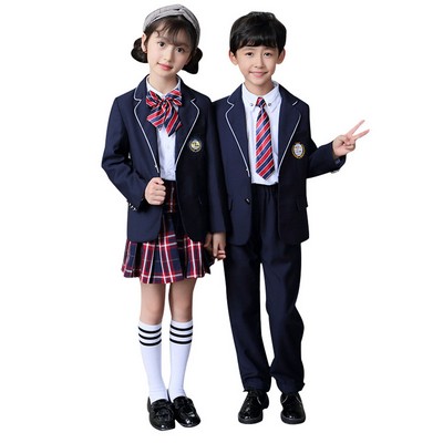 School Uniform 4-Piece Set Kids' Blazer & Skirt/Trouser Set
