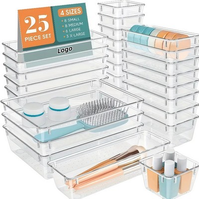 Clear Desk Organizer with Divided Compartments Storage Tray