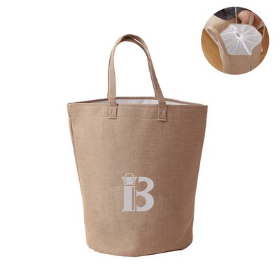 Foldable Waterproof Linen Beach Clothes Storage Tote Bag