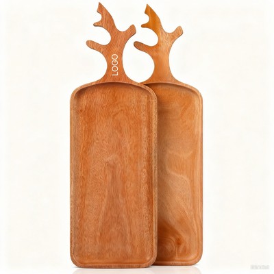 Wooden Antler Shaped Serving Tray Charcuterie Cheese Bread Steak Platter
