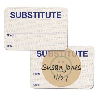 TEMPbadge™ Hand-writable Expiring School Badge Backs, SUBSTITUTE