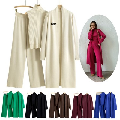 Custom Women's 3-Piece Sweater Outfit Knit Lounge Set