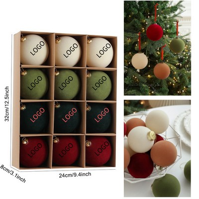 Flocked Christmas Ball Ornaments