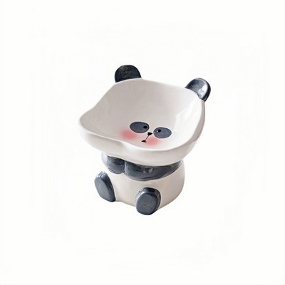 Elevated Slanted Ceramic Pet Bowl for Cats and Dogs with Anti Spill Base