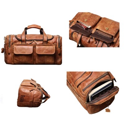 Custom Real Leather Duffle Gym Bag