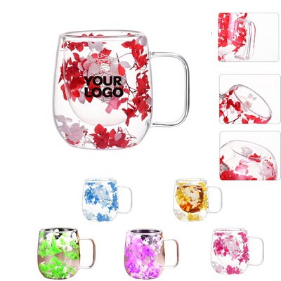 Dried Flower Double Wall Glass Mug