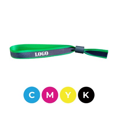 Recycled Polyester Full-Color Event Wristband with Locking Bead - Eco-Friendly Party Access