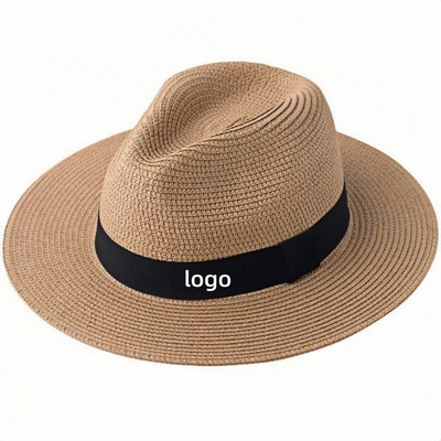 Handwoven Raffia Wide Brim Sun Hat for Men Summer Beach Vacation Sun Protection
