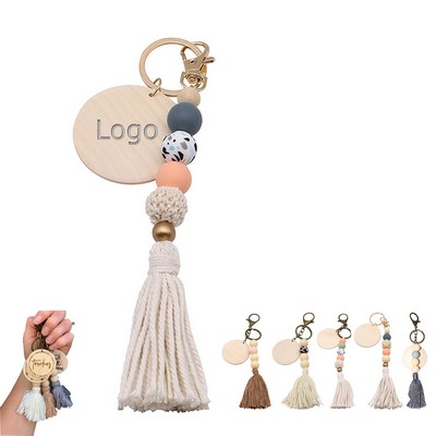 Wooden Bead Keychain
