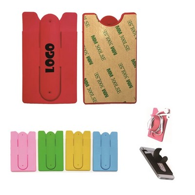 Adhesive Silicone Phone Wallet with Built-in Stand