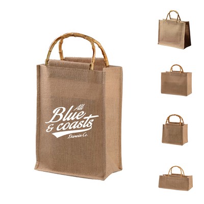 Bamboo Handle Jute Tote Bag