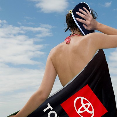 BTS Custom Solid Color Velour Beach Towel with Piping (30" x 60" - 11.75# per dozen weight)