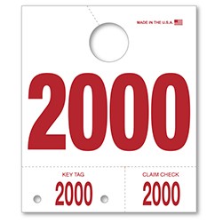 2000-2999 White Service Dispatch Number Tag