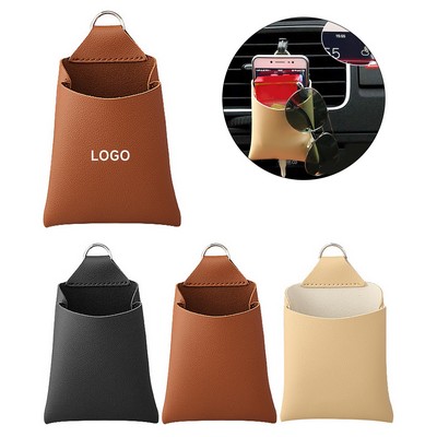 Car Air Vent Leather Storage Bag