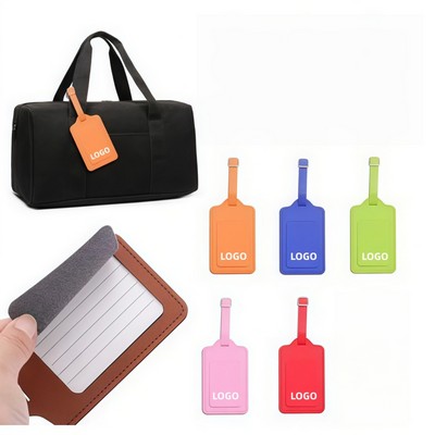 PU Leather Luggage Tag With Privacy Flap Card Trip
